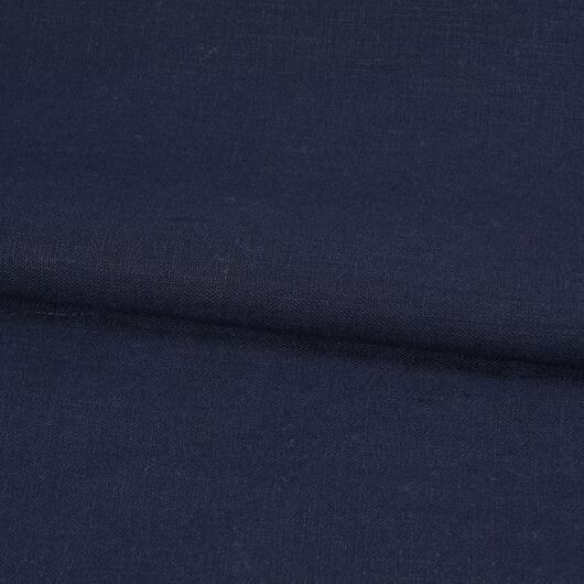 Dark blue fine linen fabric, 100% linen