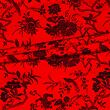 Japanese brocade fabric, red and black